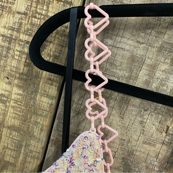 NWT Majorelle Trish Sequin Mini Dress Iridescent pink heart straps Revolve XS - Picture 14 of 15